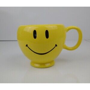 VTG 1970's Teleflora Smiley Face Mug Happy Yellow